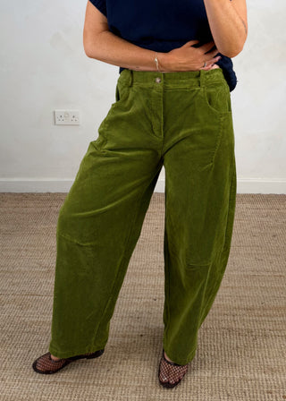 Mylie corduroy barrel leg trouser - Apple size 2-The Style Attic