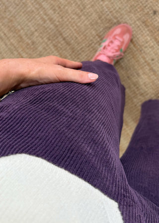 Mylie corduroy barrel leg trouser - Aubergine size 1-The Style Attic