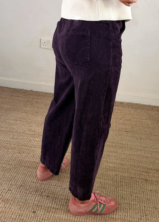 Mylie corduroy barrel leg trouser - Aubergine size 1-The Style Attic