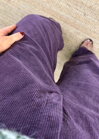 Mylie corduroy barrel leg trouser - Aubergine size 2-The Style Attic