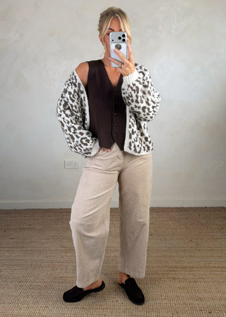 Mylie corduroy barrel leg trouser - Beige size 1-The Style Attic
