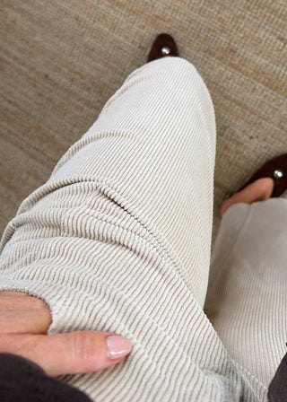 Mylie corduroy barrel leg trouser - Beige size 1-The Style Attic