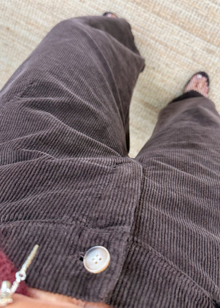 Mylie corduroy barrel leg trouser - Chocolate size 2-The Style Attic