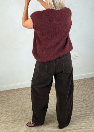 Mylie corduroy barrel leg trouser - Chocolate size 2-The Style Attic