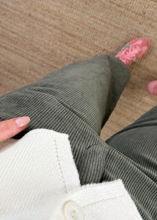Mylie corduroy barrel leg trouser - Khaki size 1-The Style Attic
