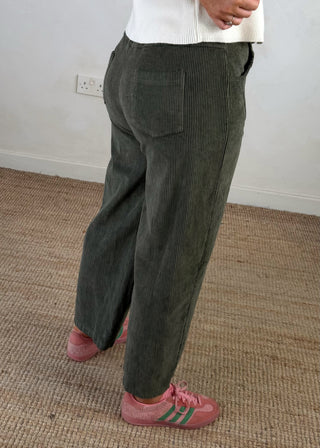 Mylie corduroy barrel leg trouser - Khaki size 1-The Style Attic