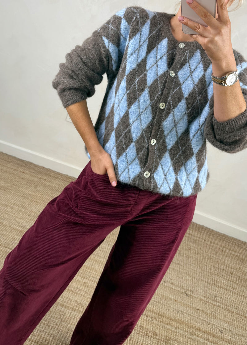 Mylie corduroy barrel leg trouser - Merlot-The Style Attic