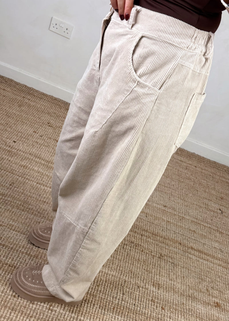 Mylie corduroy barrel leg trouser - cream-The Style Attic