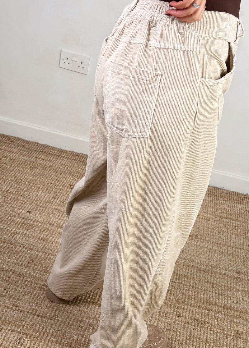 Mylie corduroy barrel leg trouser - cream-The Style Attic