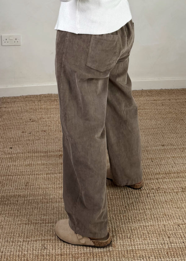 Mylie corduroy barrel leg trouser - mocha-The Style Attic