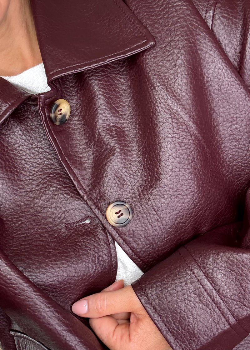 Nadia collar jacket - Merlot-The Style Attic