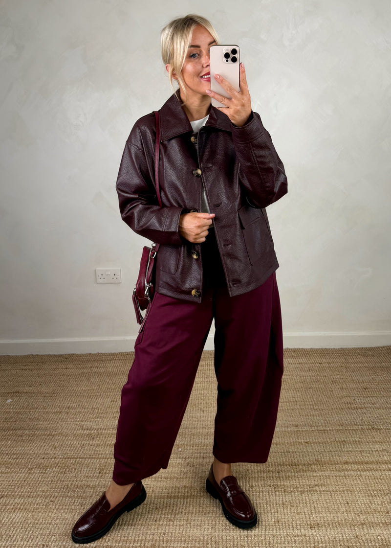 Nadia collar jacket - Merlot-The Style Attic
