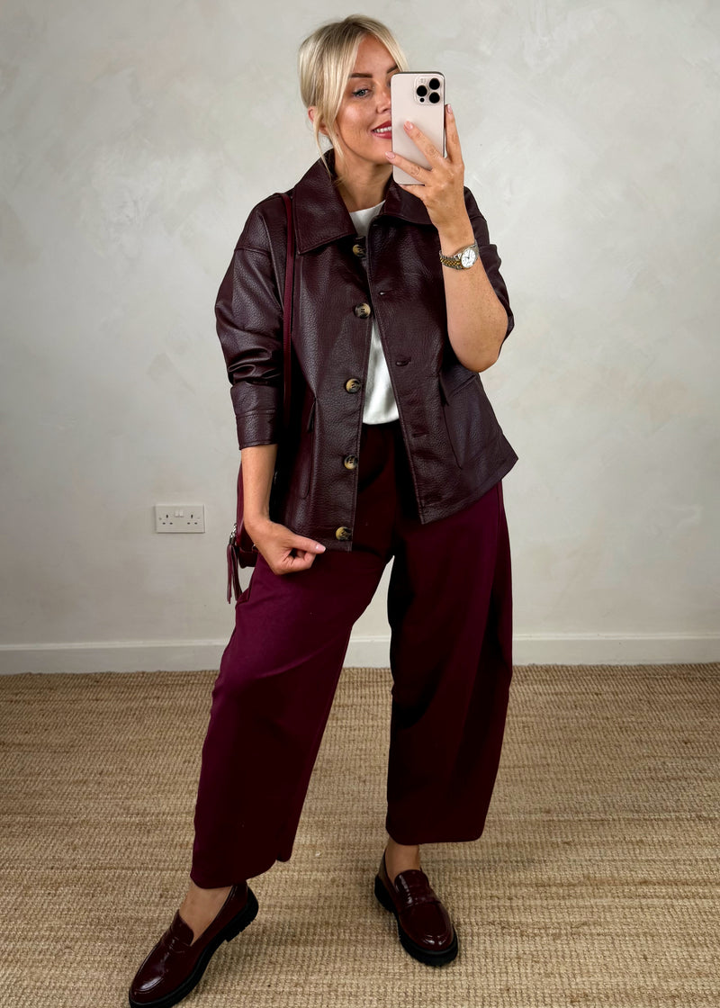 Nadia collar jacket - Merlot-The Style Attic