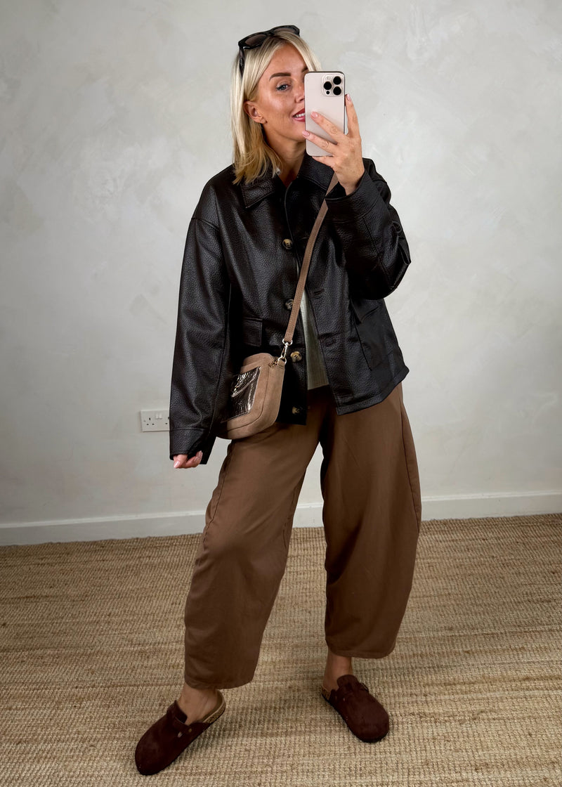 Nadia collar jacket - chocolate-The Style Attic
