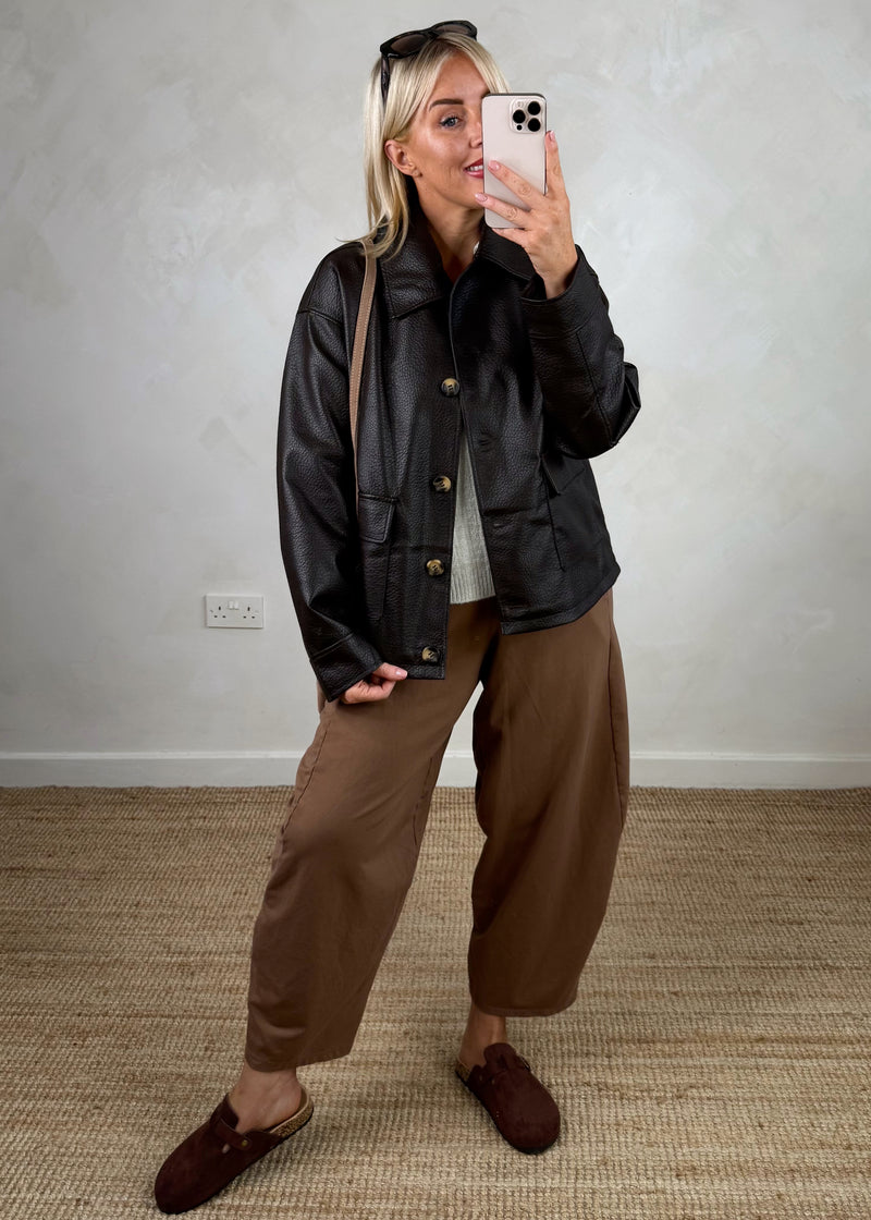 Nadia collar jacket - chocolate-The Style Attic