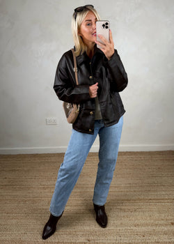 Nadia collar jacket - chocolate-The Style Attic