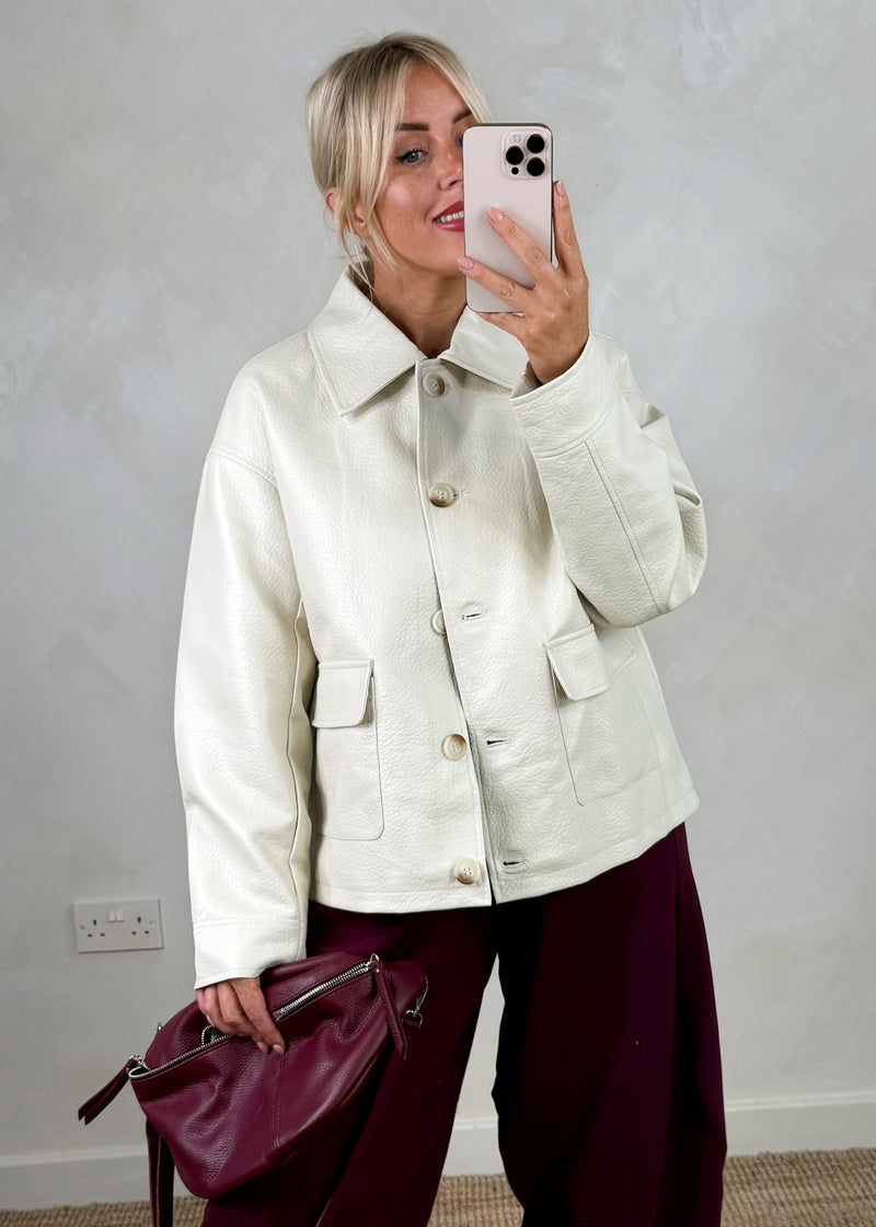 Nadia collar jacket - cream-The Style Attic