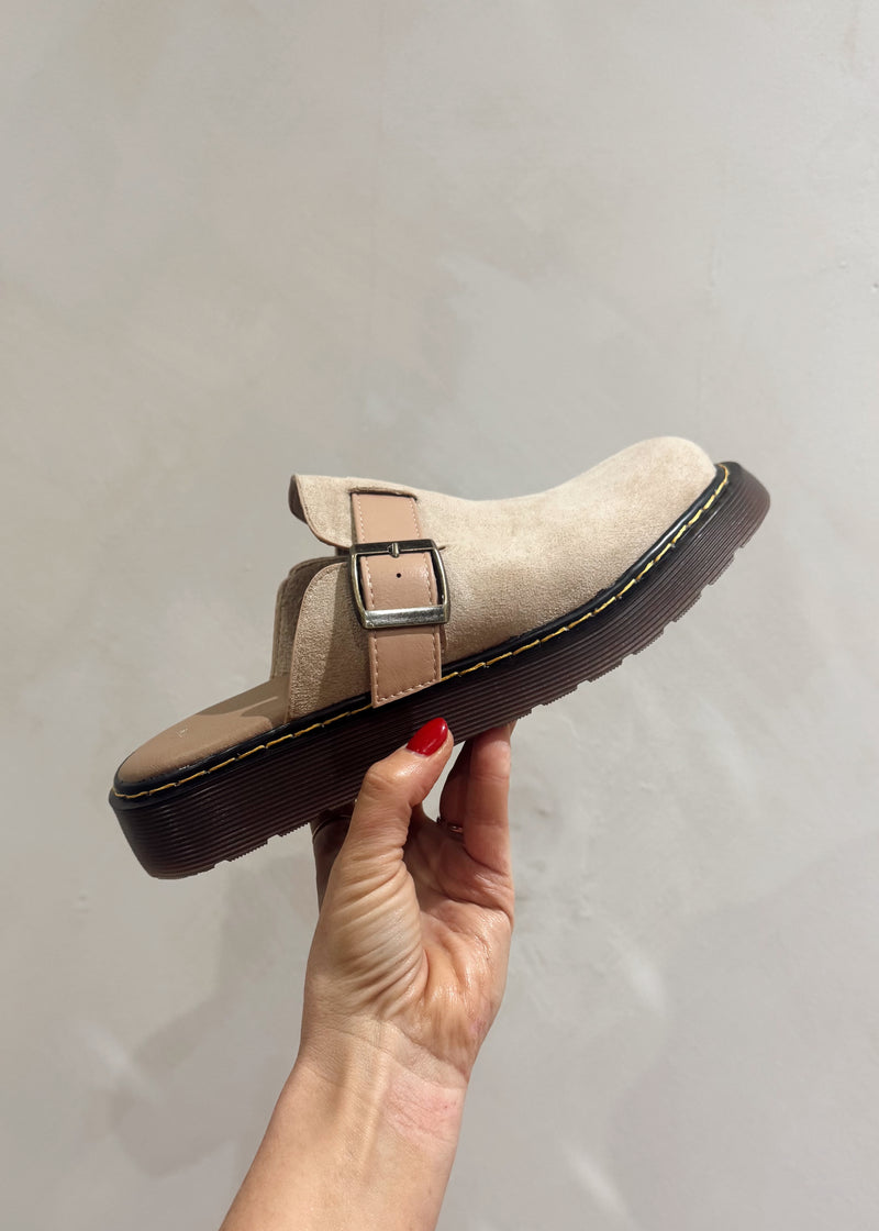 Nelly slip on mule clogs - buff-The Style Attic