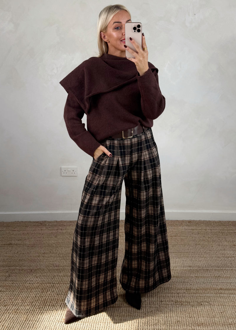 Niamh scarf knit - chocolate-The Style Attic