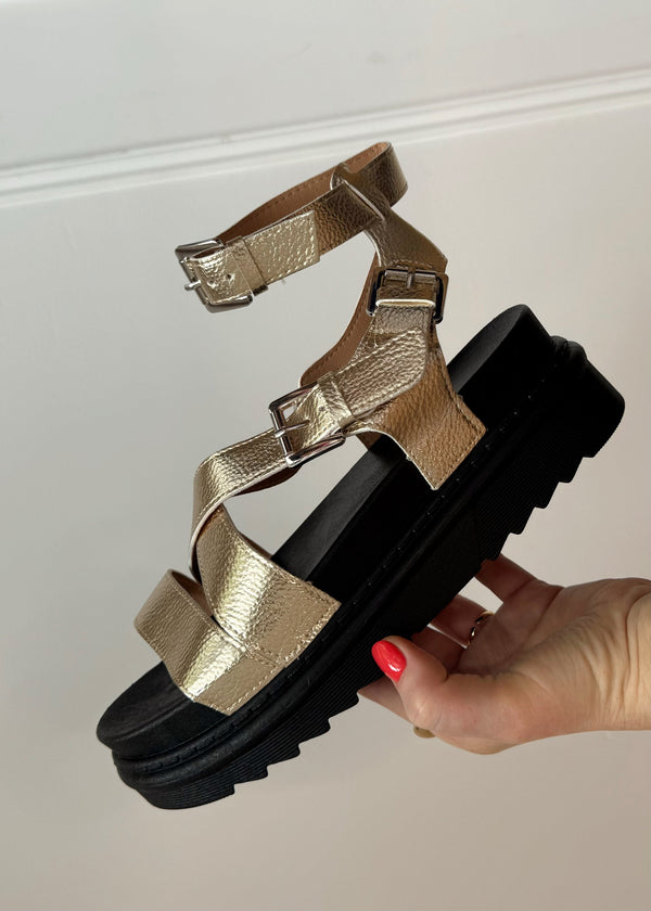 Nico chunky sandal - Gold-The Style Attic