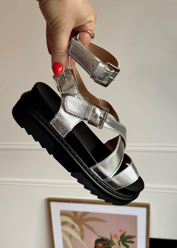 Nico chunky sandal - silver-The Style Attic