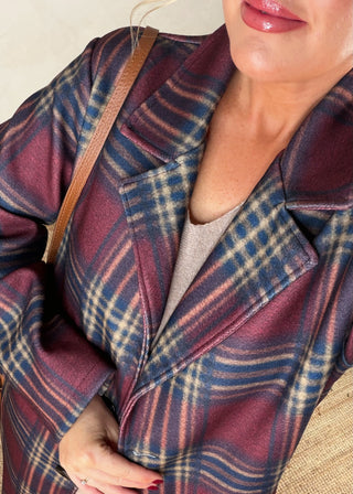 Nicole checked jacket - Merlot-The Style Attic