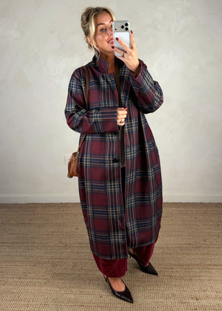 Nicole checked jacket - Merlot-The Style Attic
