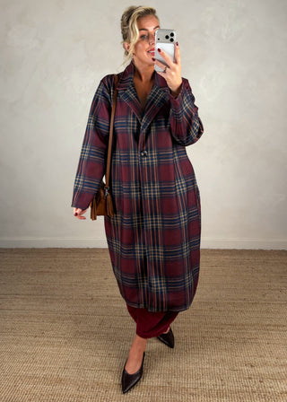 Nicole checked jacket - Merlot-The Style Attic