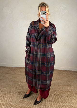 Nicole checked jacket - Merlot-The Style Attic