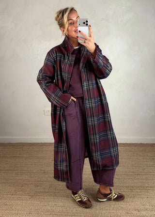 Nicole checked jacket - Merlot-The Style Attic