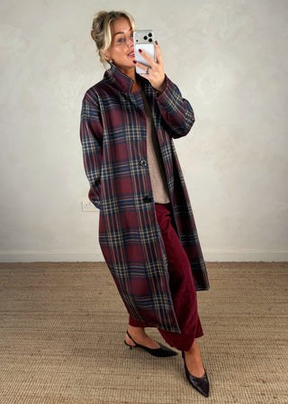 Nicole checked jacket - Merlot-The Style Attic