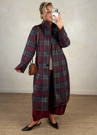 Nicole checked jacket - Merlot-The Style Attic