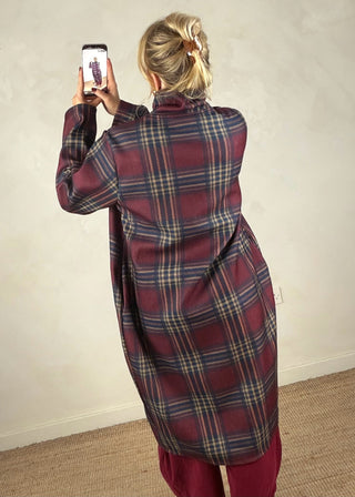 Nicole checked jacket - Merlot-The Style Attic