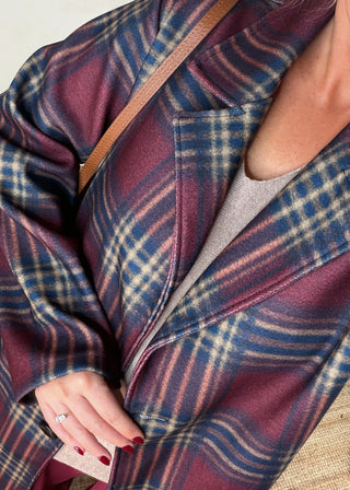 Nicole checked jacket - Merlot-The Style Attic