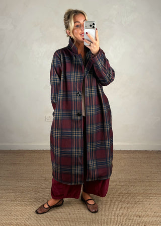 Nicole checked jacket - Merlot-The Style Attic