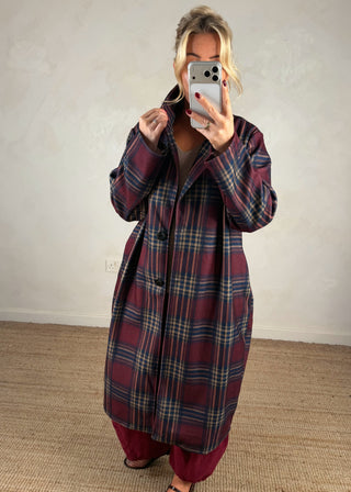 Nicole checked jacket - Merlot-The Style Attic