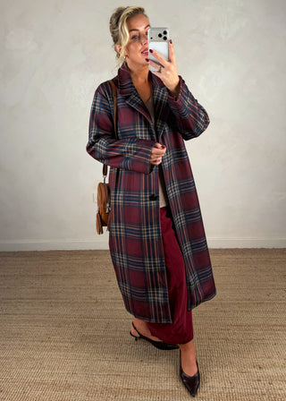 Nicole checked jacket - Merlot-The Style Attic