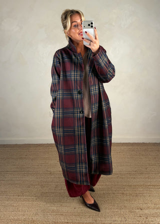 Nicole checked jacket - Merlot-The Style Attic