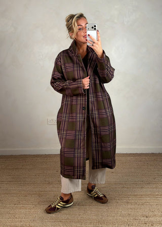 Nicole checked jacket - Olive-The Style Attic