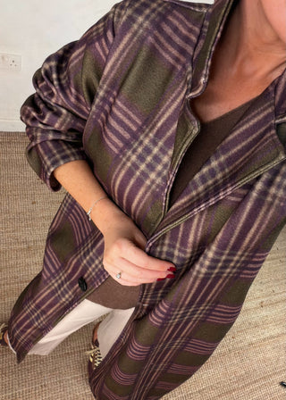 Nicole checked jacket - Olive-The Style Attic
