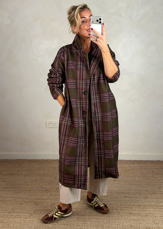 Nicole checked jacket - Olive-The Style Attic