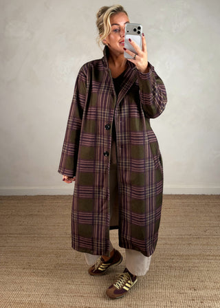 Nicole checked jacket - Olive-The Style Attic