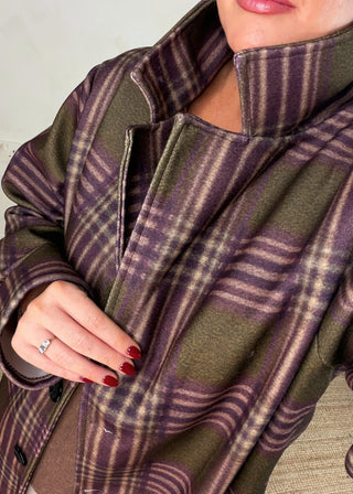 Nicole checked jacket - Olive-The Style Attic