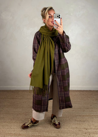 Nicole checked jacket - Olive-The Style Attic