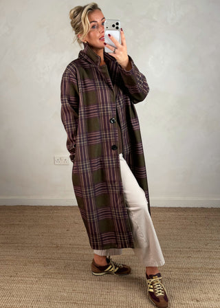 Nicole checked jacket - Olive-The Style Attic