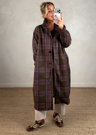 Nicole checked jacket - Olive-The Style Attic