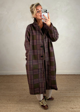 Nicole checked jacket - Olive-The Style Attic