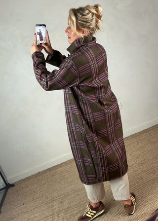 Nicole checked jacket - Olive-The Style Attic