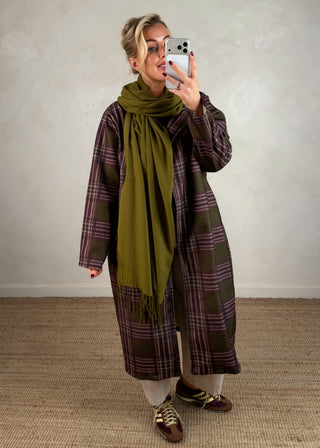 Nicole checked jacket - Olive-The Style Attic
