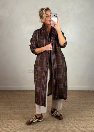 Nicole checked jacket - Olive-The Style Attic